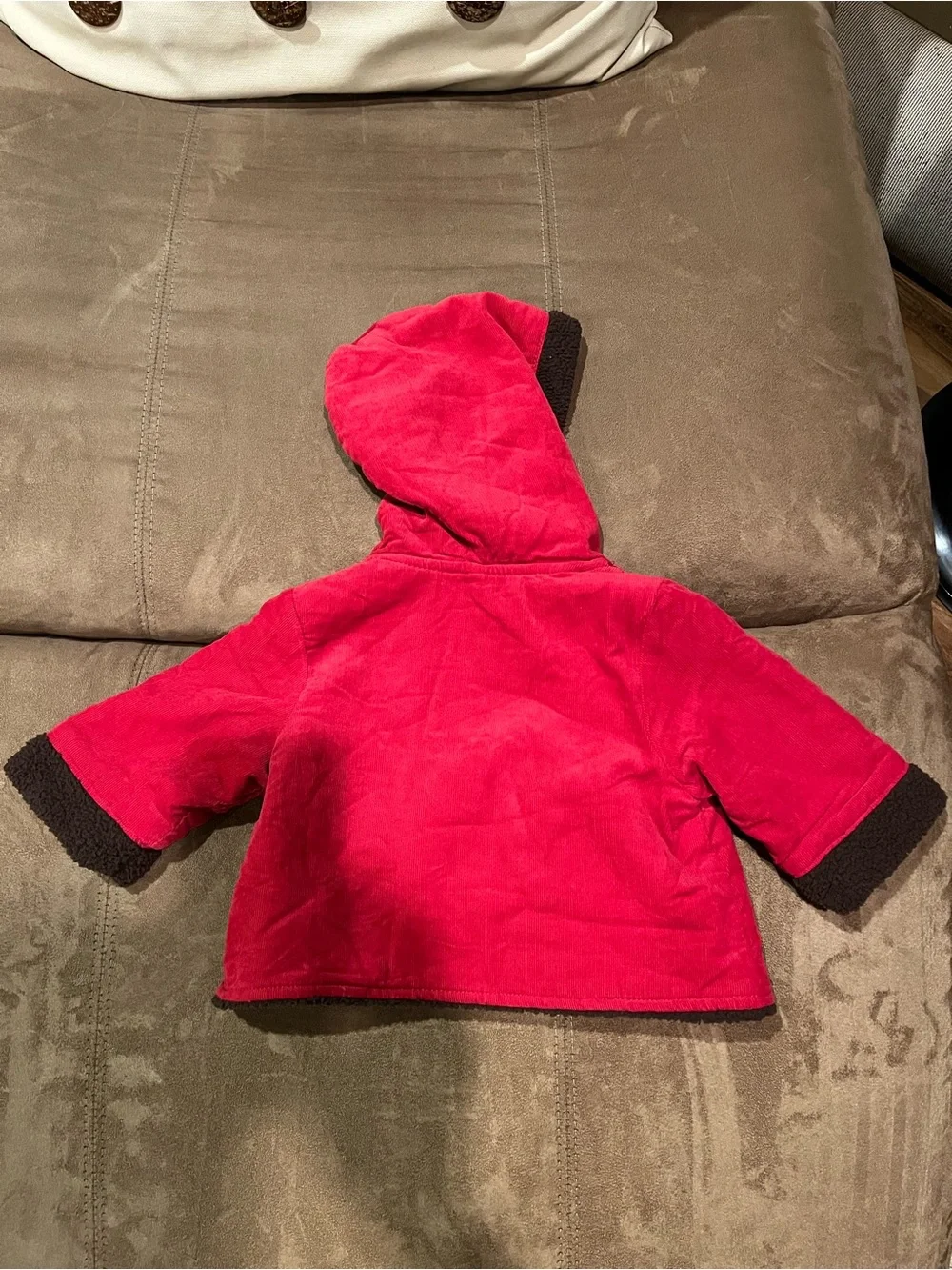 Gymboree Red Hooded Jacket with Brown Trim